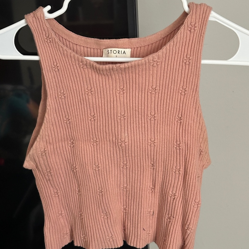 Storia Blush Ribbed Crop Top
